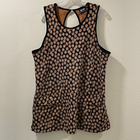 NWT ANTHROPOLOGIE MAEVE Jacquard Sleeveless Tunic/Mini Dress Floral Black/Tan XL - Picture 2 of 12